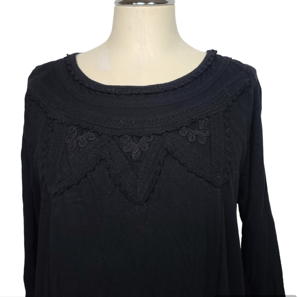 Lucky Brand Black Embroidered Shirt L - Picture 2 of 9